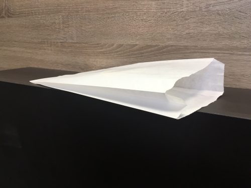 Éltalpas oldalredős papírzacskó, 18×35 cm, FEHÉR